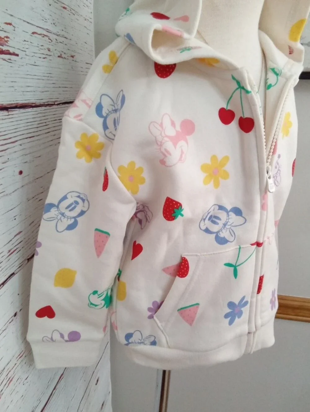 Baby Gap Disney Minnie Mouse Girls Fleece Zip Hoodie Size 4 Years NWT